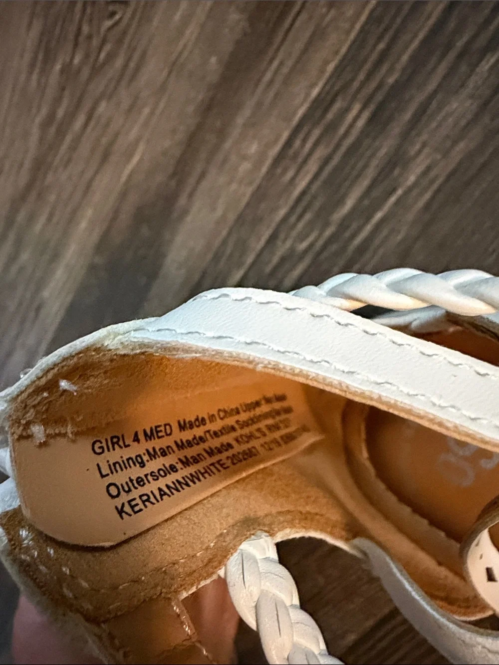 SO Girls Cream Braided Strappy Sandals with Tan Footbed